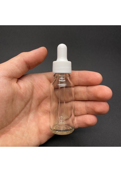 20ML Beyaz Plastik Kapaklı Şeffaf Cam Damlalıklı Şişe , 20 cc Saydam Cam Damlalıklı Şişe x 6 Adet