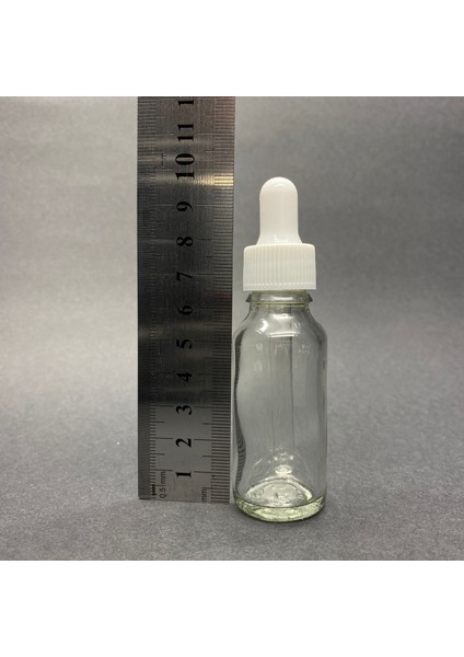20ML Beyaz Plastik Kapaklı Şeffaf Cam Damlalıklı Şişe , 20 cc Saydam Cam Damlalıklı Şişe x 6 Adet