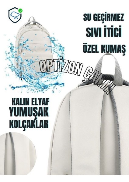 Gri Okul Çantası 3'lü Set Su Itici Özel Kumaş Hafif Sırt Çantası Ponny Suluk ve Matara indirimleri