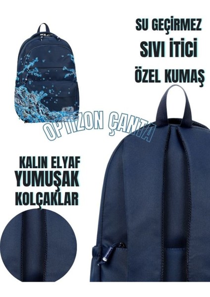 Krem Okul Çantası 3'lü Set Su Itici Özel Kumaş Hafif Sırt Çantası Batman Suluk ve Matara indirimleri