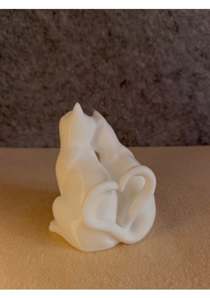 Kalp Kuyruklu Kediler Dekoratif Obje - Biblo - Dekor (12x10 Cm) indirimleri