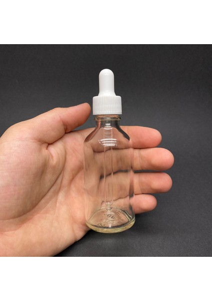 50ML Beyaz Plastik Kapaklı Şeffaf Cam Damlalıklı Şişe , 50 cc Saydam Cam Damlalıklı Şişe x 6 Adet