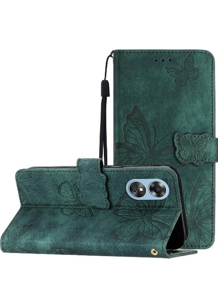 Oppo A17/A17K Manyetik Kapatma Pu Deri Kelebek Cüzdan Için Flip Case (Yurt Dışından)
