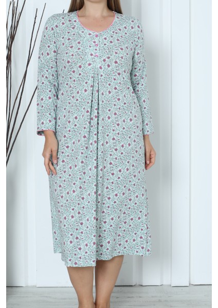 Kadın Tunik Uzun Gecelik Uzun Kollu Büyük Beden Pamuklu Mınt fiyatları