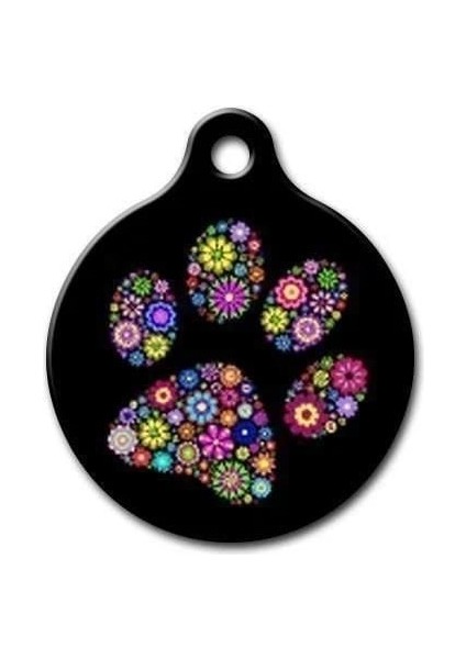 Qr Smart Id Renkli Çiçekli Pati Desenli Kedi Köpek Künyesi