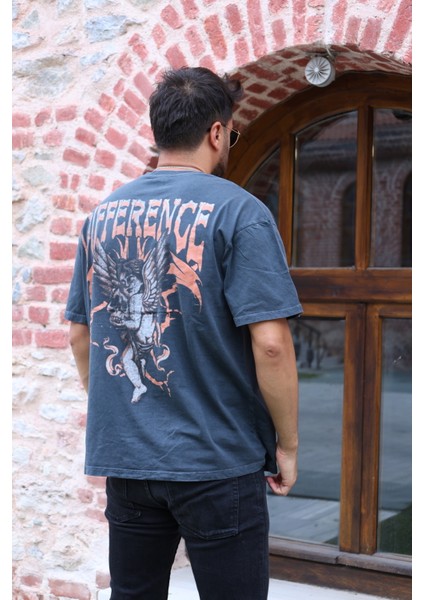 Erkek Tişört Over Size Ön Arka Baskılı