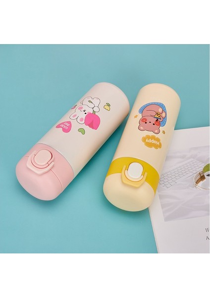Fastdeal Store Karikatür Desen 316 Paslanmaz Çelik Sıçrama Düz Içme Termos Bardak Açık Taşınabilir Çocuk Öğrenci Çift Su Bardağı (Yurt Dışından)