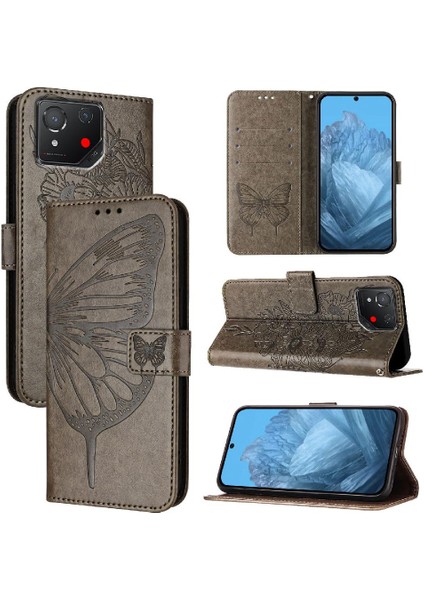 Asus Rog Telefon 8 Premium Deri Kabartma Kelebek Kapak Kapak (Yurt Dışından)