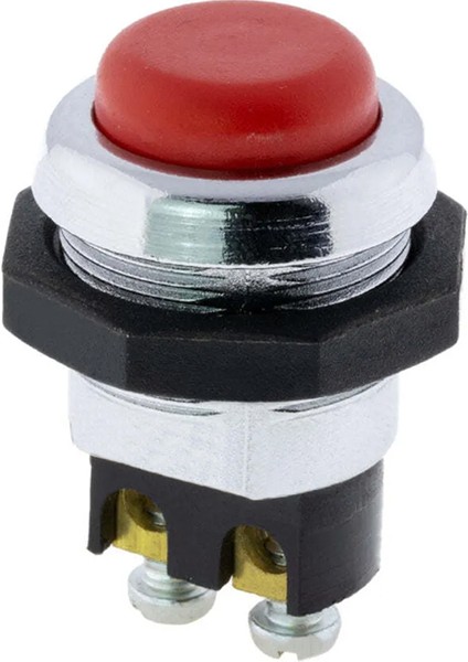 IC-180-1 Yaylı 22 mm Metal Marş Korna Butonu Bas Çek Düğme 2 Pinli