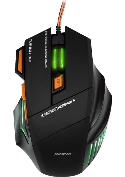 PGS301 Kablolu Rgb Aydınlatma 3200 Dpı Ergonomik Tasarım Optik Gaming Oyuncu Mouse Siyah