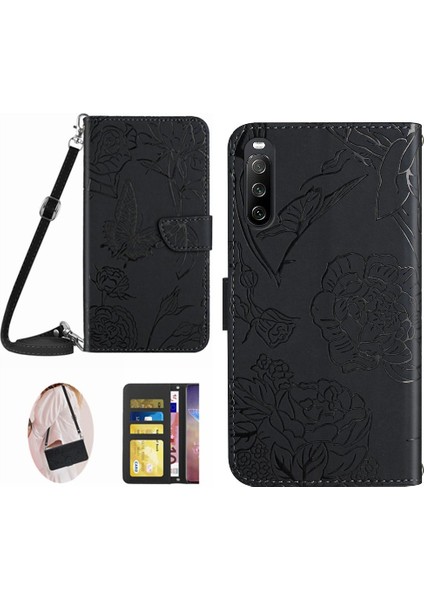 Kart Sahibi ve Uzun Pu ile Sony Xperia 10 Vi Deri Cüzdan Için Flip Case (Yurt Dışından)