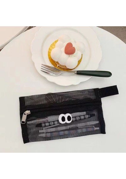Büyük Gözler Örgü Kalem Çantası Büyük Kapasiteli Öğrenci Kırtasiye Şeffaf Karikatür Sevimli Yüksek Değerli Saklama Çantası (Yurt Dışından)