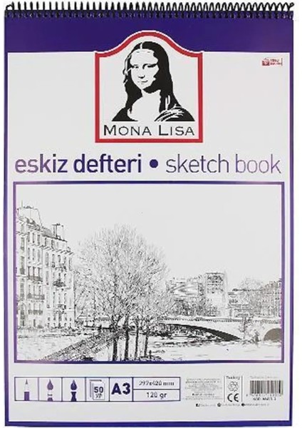 Eskiz Defteri Mona Lisa A3 Telli 120 gr 50 Yaprak