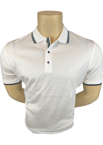 Erkek T-Shirt Merserize Kısa Kol Polo Yaka Renkli Yaka Biyeli