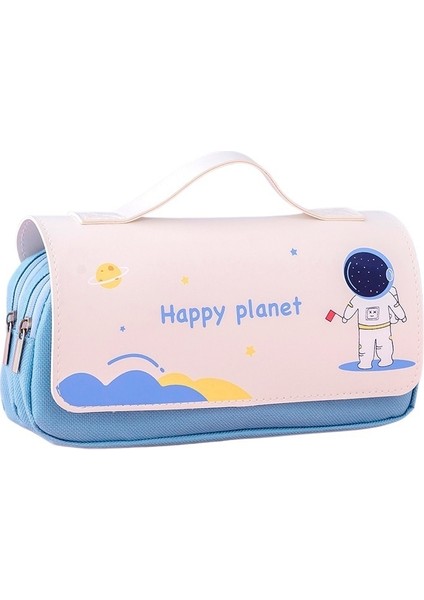 Yeni Çocuk Karikatür Taşınabilir Kalem Kutusu Yaratıcı Astronot Uzay Temalı Kalem Kutusu Büyük Kapasiteli Çift Katmanlı Kalem Kutusu (Yurt Dışından)