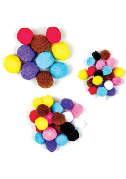 Pon Pon 3 Çeşit Renkli 1-2-3 cm Ponpon