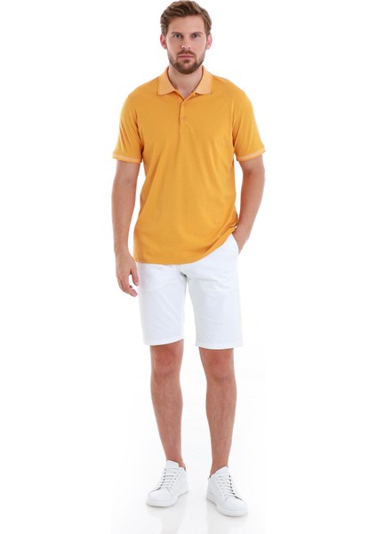 Hardal Regular Fit Düz Polo Yaka Pamuklu Tişört fiyatları