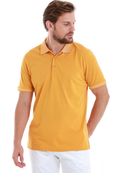 Hardal Regular Fit Düz Polo Yaka Pamuklu Tişört modelleri