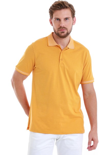 Hardal Regular Fit Düz Polo Yaka Pamuklu Tişört