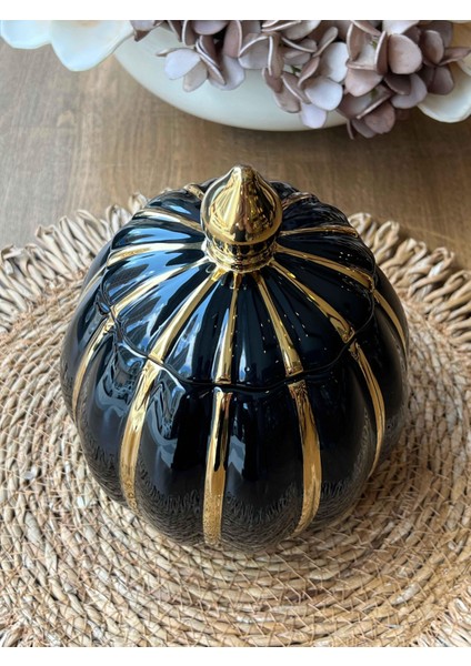 Pumpkin Vakum Kapaklı Kavanoz Orta Siyah Gold