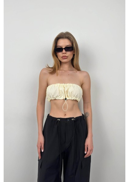 Lastik Detay Straplez Crop fiyatları