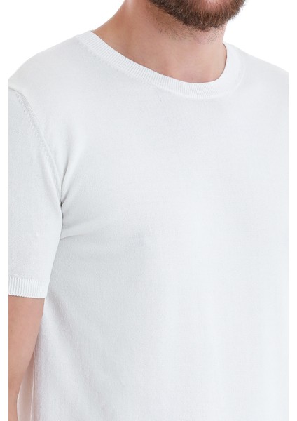 Beyaz Regular Fit Düz Bisiklet Yaka Rayon Triko Tişört indirimleri