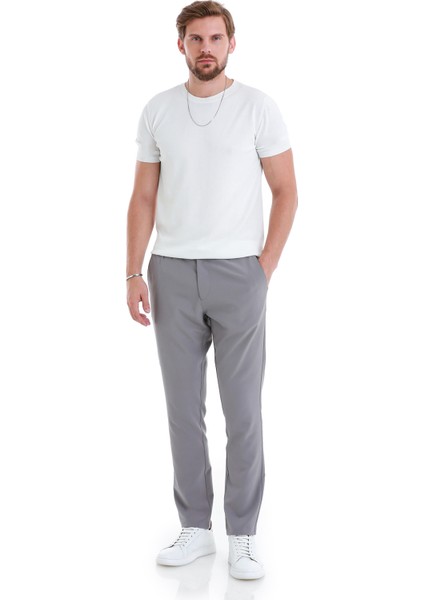 Gri Dinamik Fit Düz Yandan Cepli Jogger Pantolon