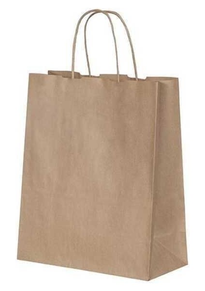 Burgu Saplı Kraft Kağıt Çanta 26X14X29 cm - 25 Adet