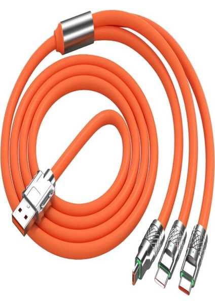 120W 6A 3 In 1 Süper Hızlı Şarj Kablosu Samsung , Iphone , Xiaomi , Huawei Uyumlu