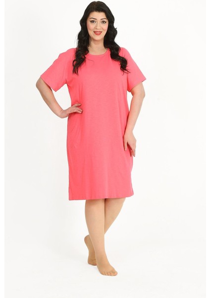 Kadın Büyük Beden Kısa Kol Fuşya Gecelik 12502 indirimleri