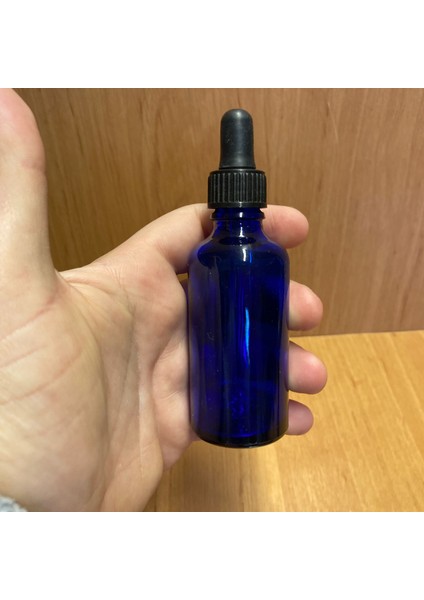 50ML Mavi Cam Damlalıklı Şişe , Siyah Plastik Kapak , 50 cc Mavi Cam Damlalıklı Şişe x 6 Adet