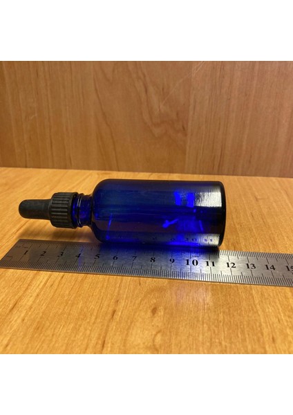 50ML Mavi Cam Damlalıklı Şişe , Siyah Plastik Kapak , 50 cc Mavi Cam Damlalıklı Şişe x 6 Adet