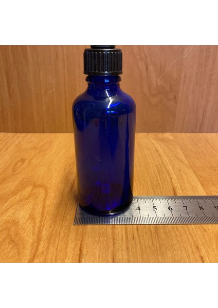 50ML Mavi Cam Damlalıklı Şişe , Siyah Plastik Kapak , 50 cc Mavi Cam Damlalıklı Şişe x 6 Adet