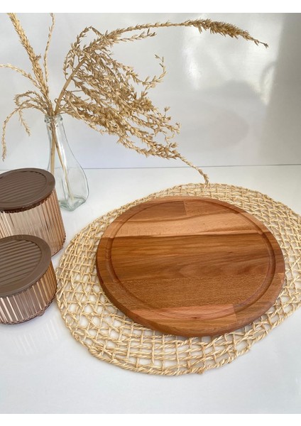 Doğal Ahşap Sunum Tabağı Ahşap SUNUMLUK(KAYIN/GÜRGEN)(ÇAP:30CM)