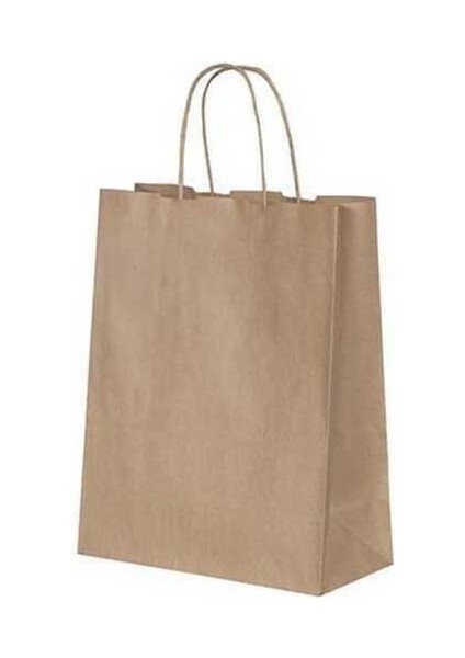 Burgu Saplı Kraft Kağıt Çanta 18X9X25 cm - 25 Adet