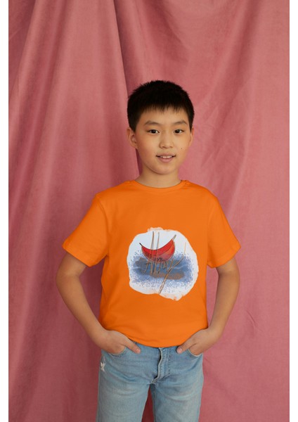 Erkek Çocuk %100 Pamuk Premium Ahoy Baskılı Kısa Kol Tshirt modelleri