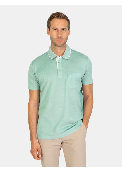 Erkek Regular Fıt Polo Yaka Tişört-Yeşil