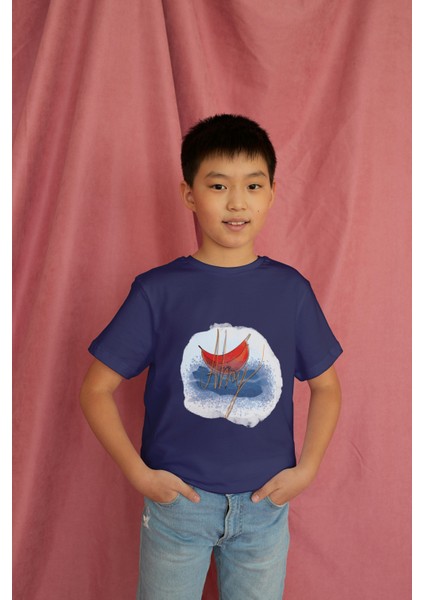 Erkek Çocuk %100 Pamuk Premium Ahoy Baskılı Kısa Kol Tshirt modelleri