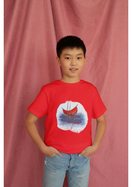 Erkek Çocuk %100 Pamuk Premium Ahoy Baskılı Kısa Kol Tshirt modelleri