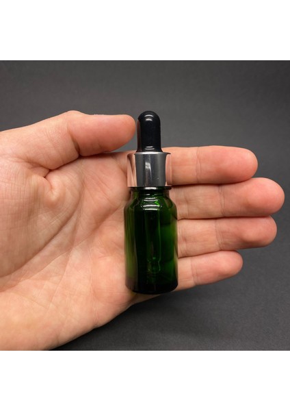 10ML Yeşil Cam Damlalıklı Şişe , Gümüş Metal Kapak , 10 cc Yeşil Cam Damlalıklı Şişe x 6 Adet