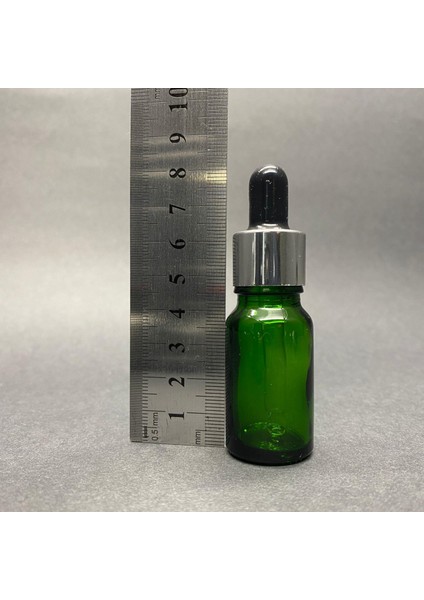 10ML Yeşil Cam Damlalıklı Şişe , Gümüş Metal Kapak , 10 cc Yeşil Cam Damlalıklı Şişe x 6 Adet