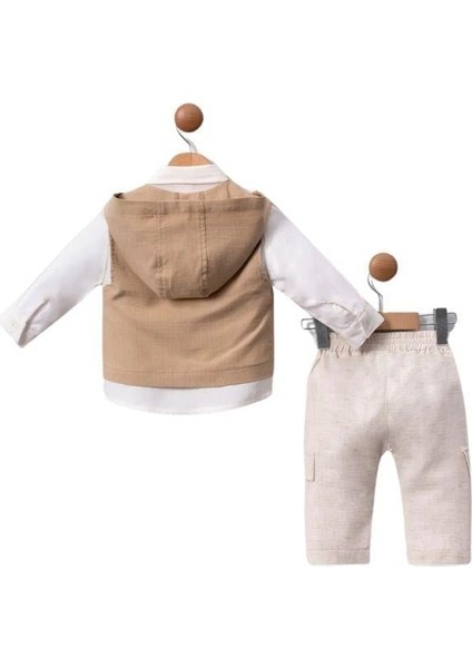 Erkek Bebek Kapüşonlu Yelekli Gömlek Pantolon Takım fiyatları
