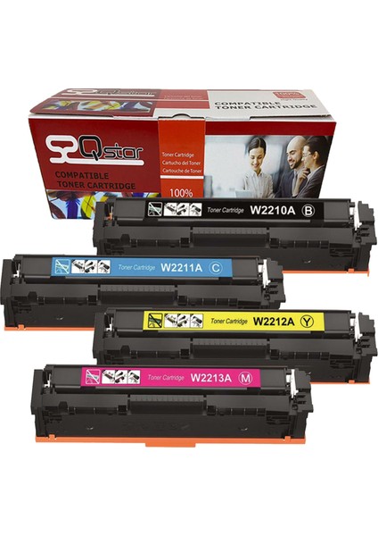 Hp 207A Muadil Toner Çipli Set Siyah Mavi Sarı Kırmızı W2210A W2211A W2212A W2213A