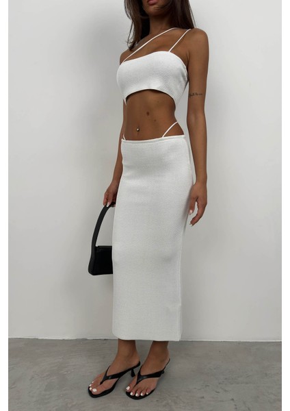 Askı Detay Straplez Dokulu Crop modelleri