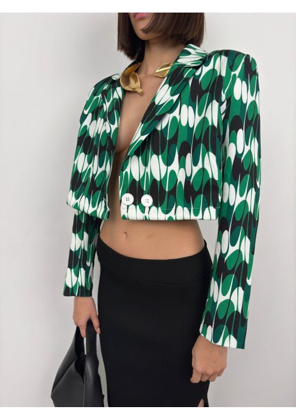 Desenli Crop Ceket modelleri