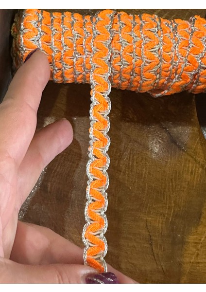 En 1 cm Neon Turuncu Biye Şerit Dikiş Giyim Aksesuarı 1 Metre
