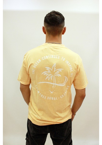 Caz 4084 Oversize Sırt Baskılı Yıkamalı Bisiklet Yaka Erkek T-Shirt