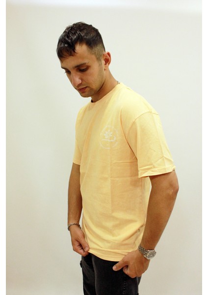 Caz 4084 Oversize Sırt Baskılı Yıkamalı Bisiklet Yaka Erkek T-Shirt modelleri