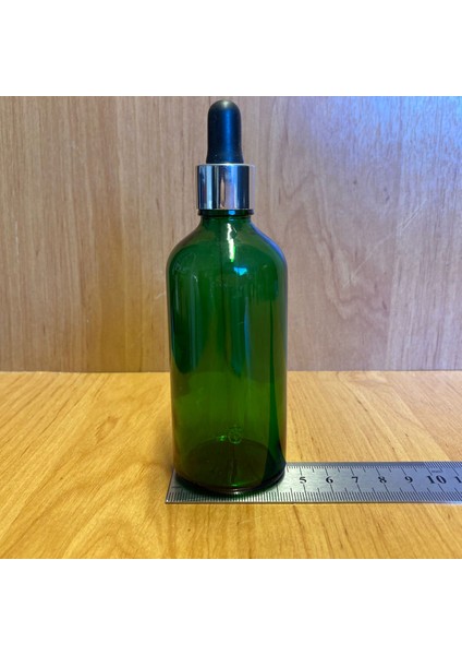 100ML Yeşil Cam Damlalıklı Şişe , Gümüş Metal Kapak , 100 cc Yeşil Cam Damlalıklı Şişe x 6 Adet
