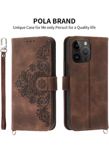Iphone 14 Için Flip Case Artı Bileklik Çoklu Kredi Kartı Yuvaları Kabartmalı (Yurt Dışından)